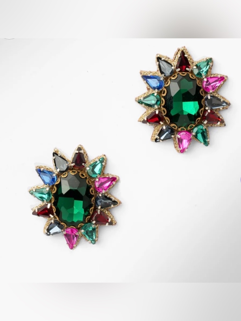 Deepa Gurnani Gelina Earrings Emerald Green/Multicolor NWOT